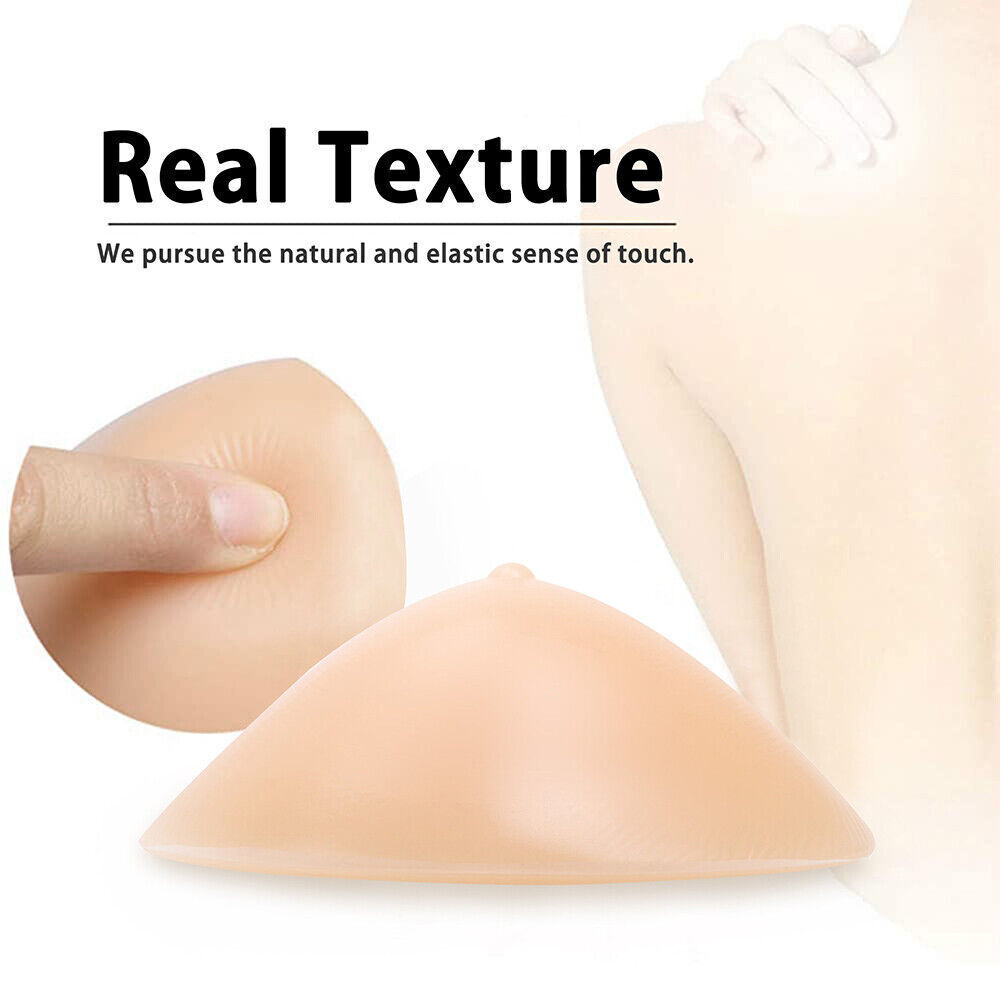 2 Pcs Silicone Breast Forms Fake Boobs Crossdresser Mastectomy Triangular Shape