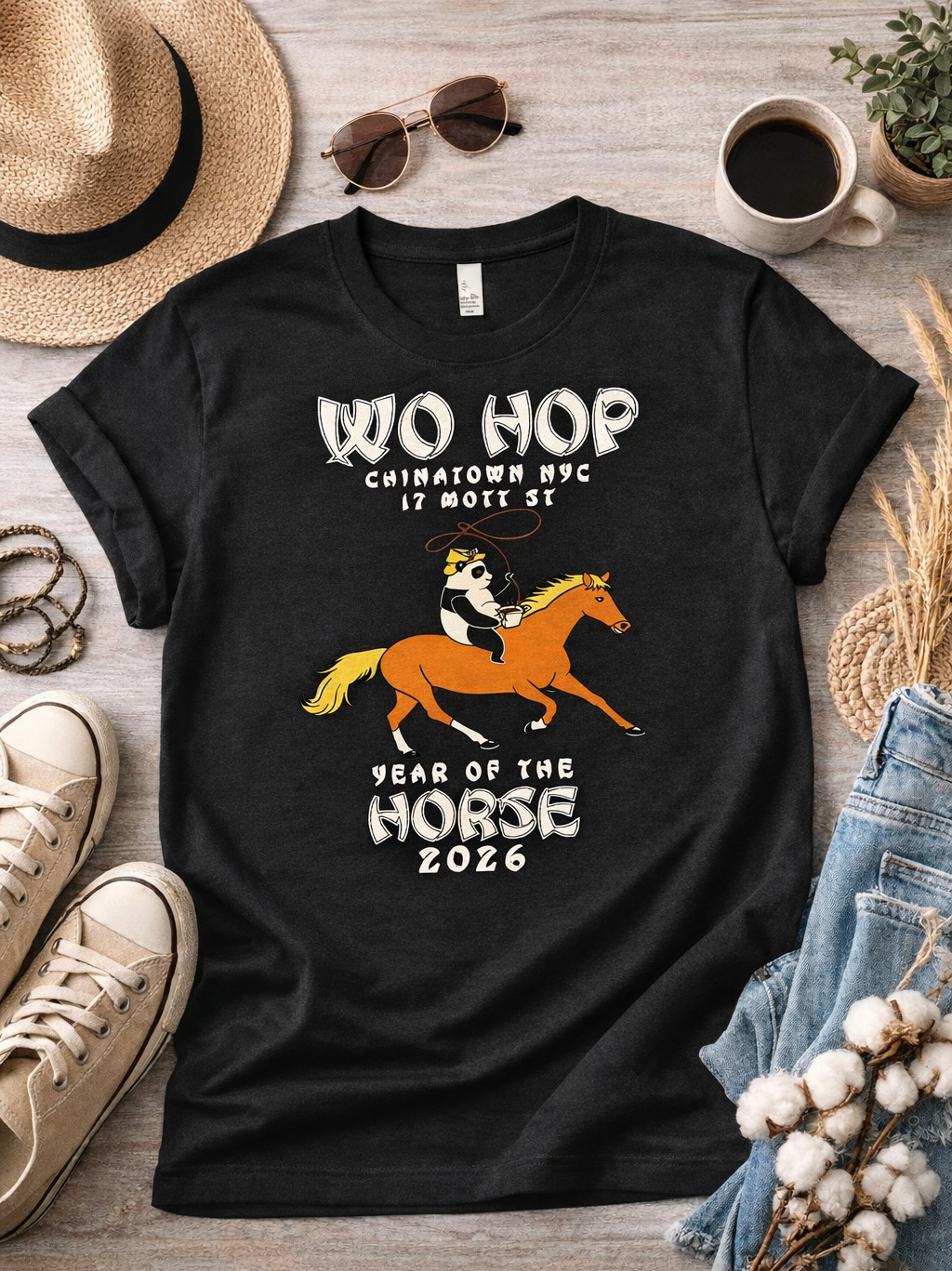 Wo Hop Chinatown NYC 2026 Year of the Horse Tshirt ONLY AUTHORIZED ONLINE SELLER