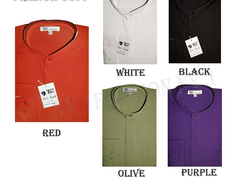 Mens’ Mandarin Collar ( banded collar) Dress Shirt Cotton Blend Style SG01
