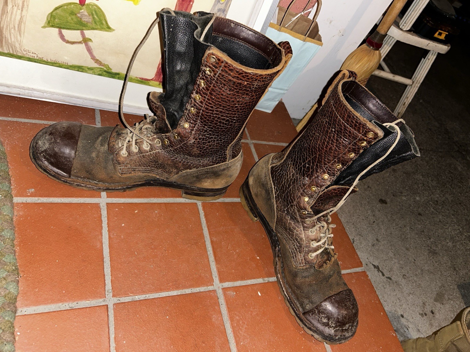 JK Bison Logger Boots 9.5 B Composite Toe Lineman Shank Tuff Toe