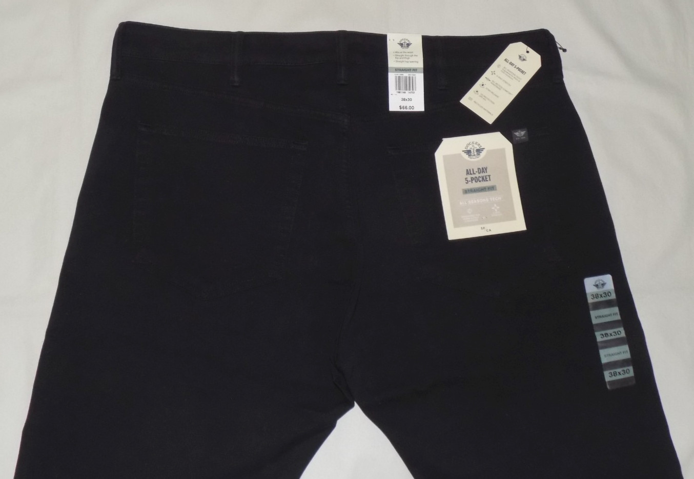 DOCKERS Men’s All-Day 5-Pocket Straight Fit Pants All Seasons Tech Black 38X30