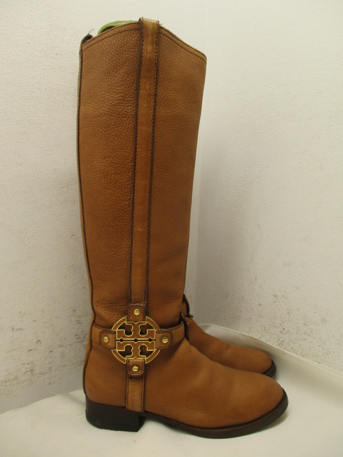 Tory Burch Brown Leather Knee High Zip Riding Boots Womens Sz 6 M style 31128372
