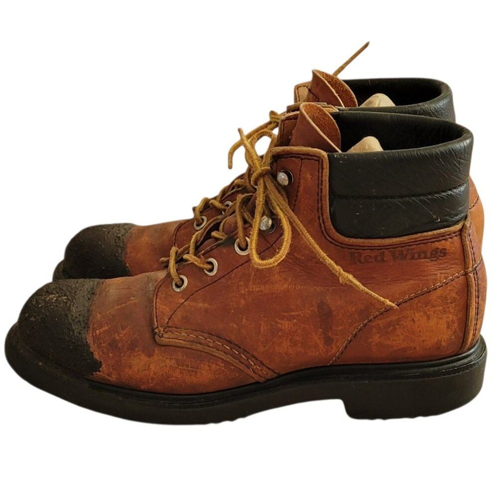 Vintage Red Wing Women’s 7 Leather Lace-Up Work Boots Tuff Toe USA Super Sole