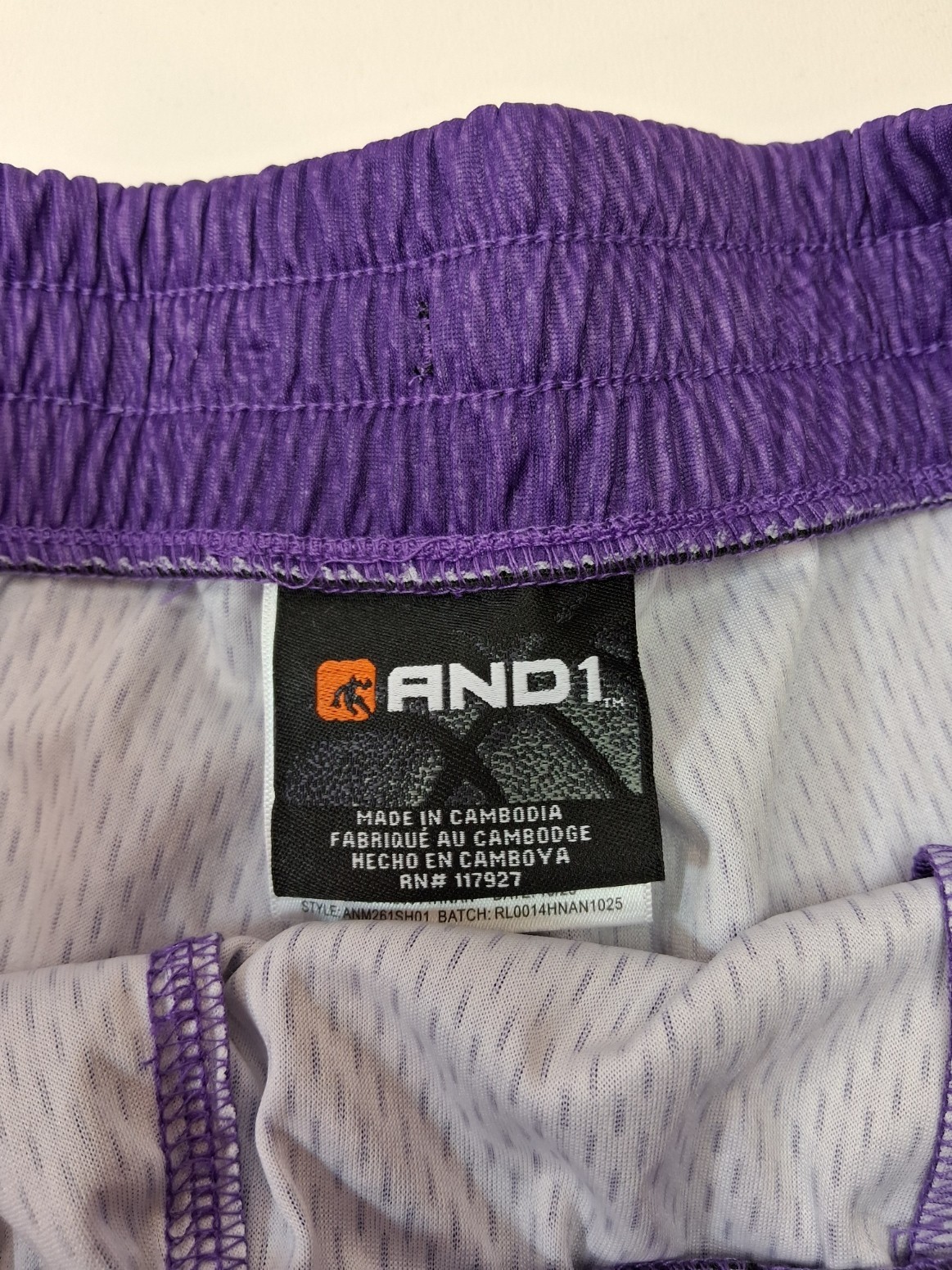 And1 Mens Basketball Gym Athletic Shorts 8″ Inseam S M L XL 2XL 3XL Purple White
