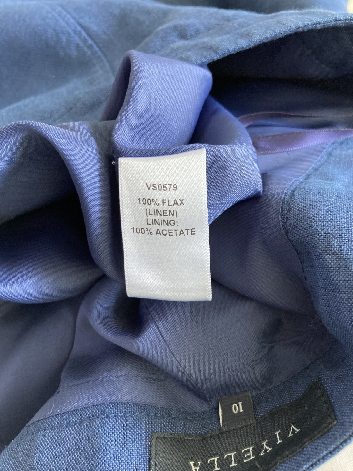 VIYELLA-Fully lined Blue flared skirt, 100% Linen. Size: 10 See meas. below
