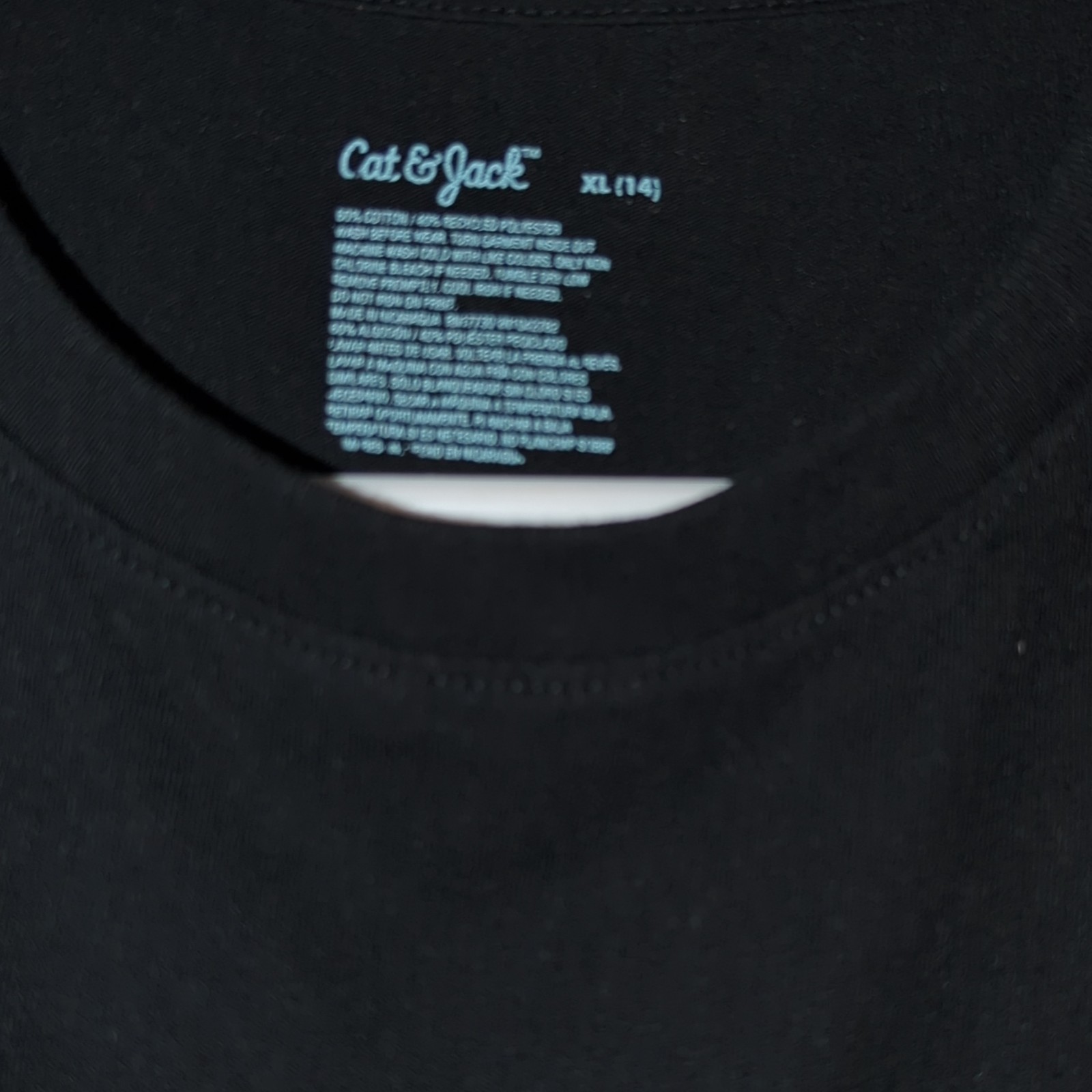 Cat & Jack Boys XL (14) Black Astronaut Space Camping Graphic T-Shirt SS Crew