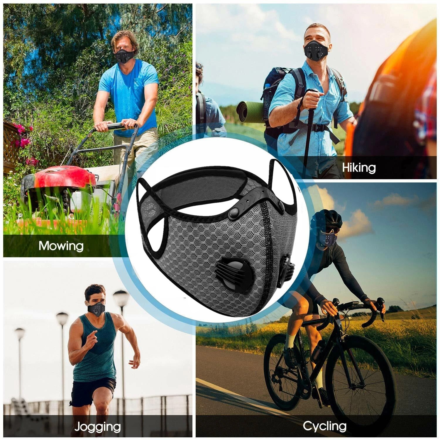 NEW Dust Masks with 5 Carbon Filters for Woodworking Outdoor Anti-Fog Breathable