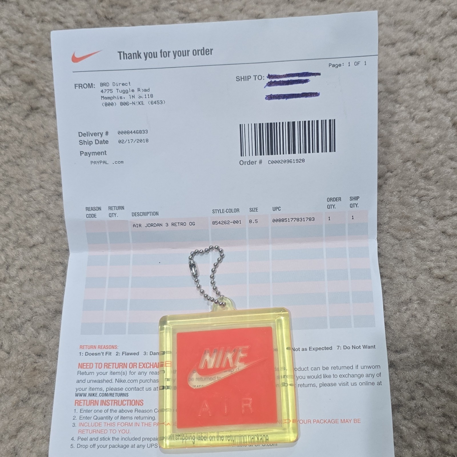 2017 Air Jordan 3 Retro OG Black Cement Size 8.5