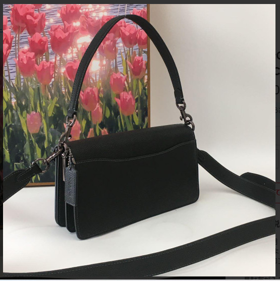 COACH CH857 Tabby Shoulder Bag 26 Polished Pebble Leather Black Outlet New
