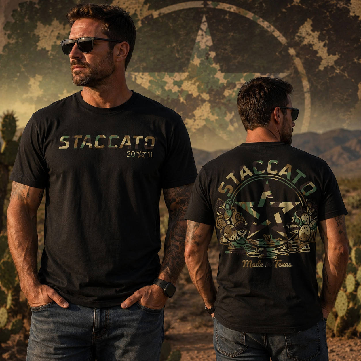 Staccato 2011 Texas Camo Tactical Star Graphic Men’s Tee