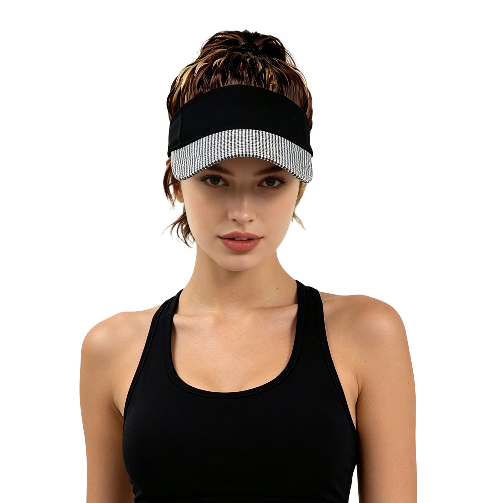 Women’s Baseball Cap with Attached Ponytail Wig Hair Sports Sun Hat Adjustable