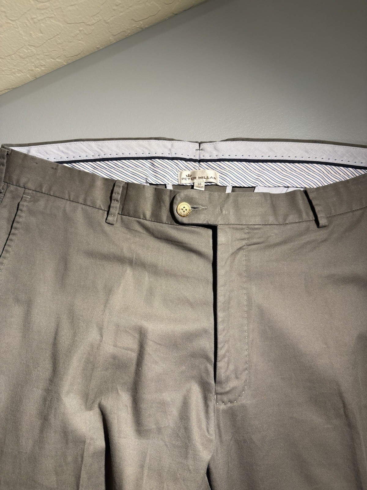 Peter Millar Soft Touch Twill Trouser Mens 38×28 Pants Green Flat Front MF17B48