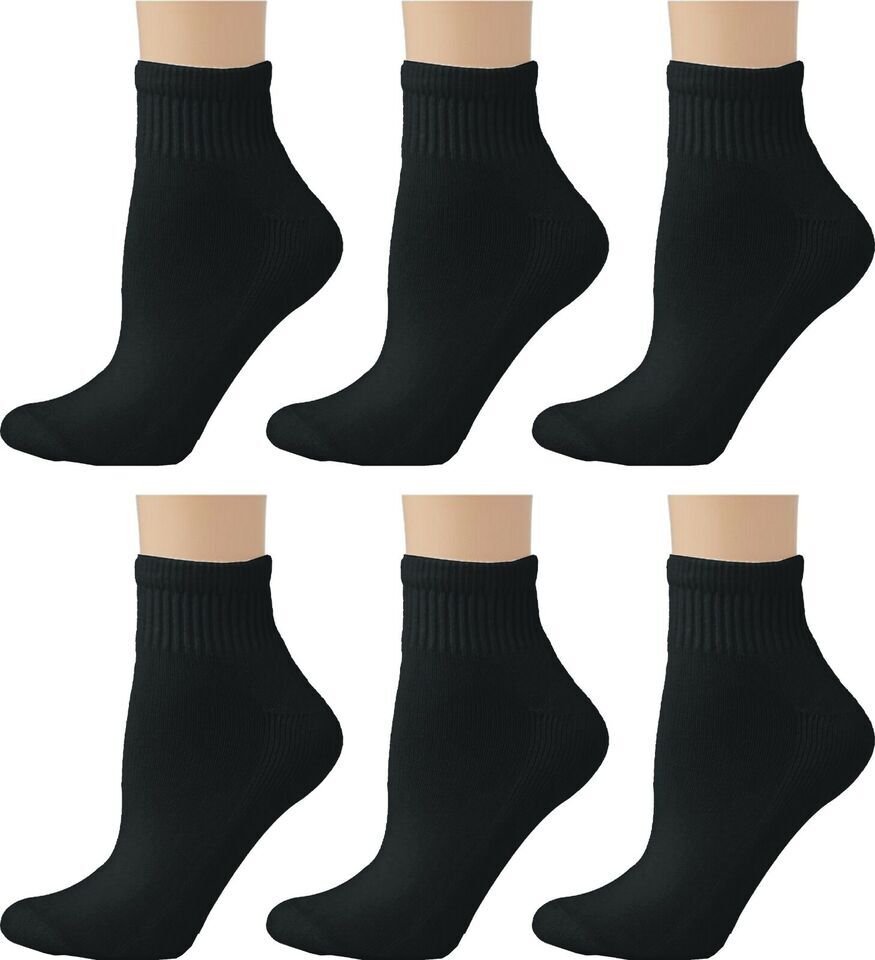 12 Pairs Men Women Athletic Ankle Socks Soft Cotton Half Cushion Size 9-11,10-13