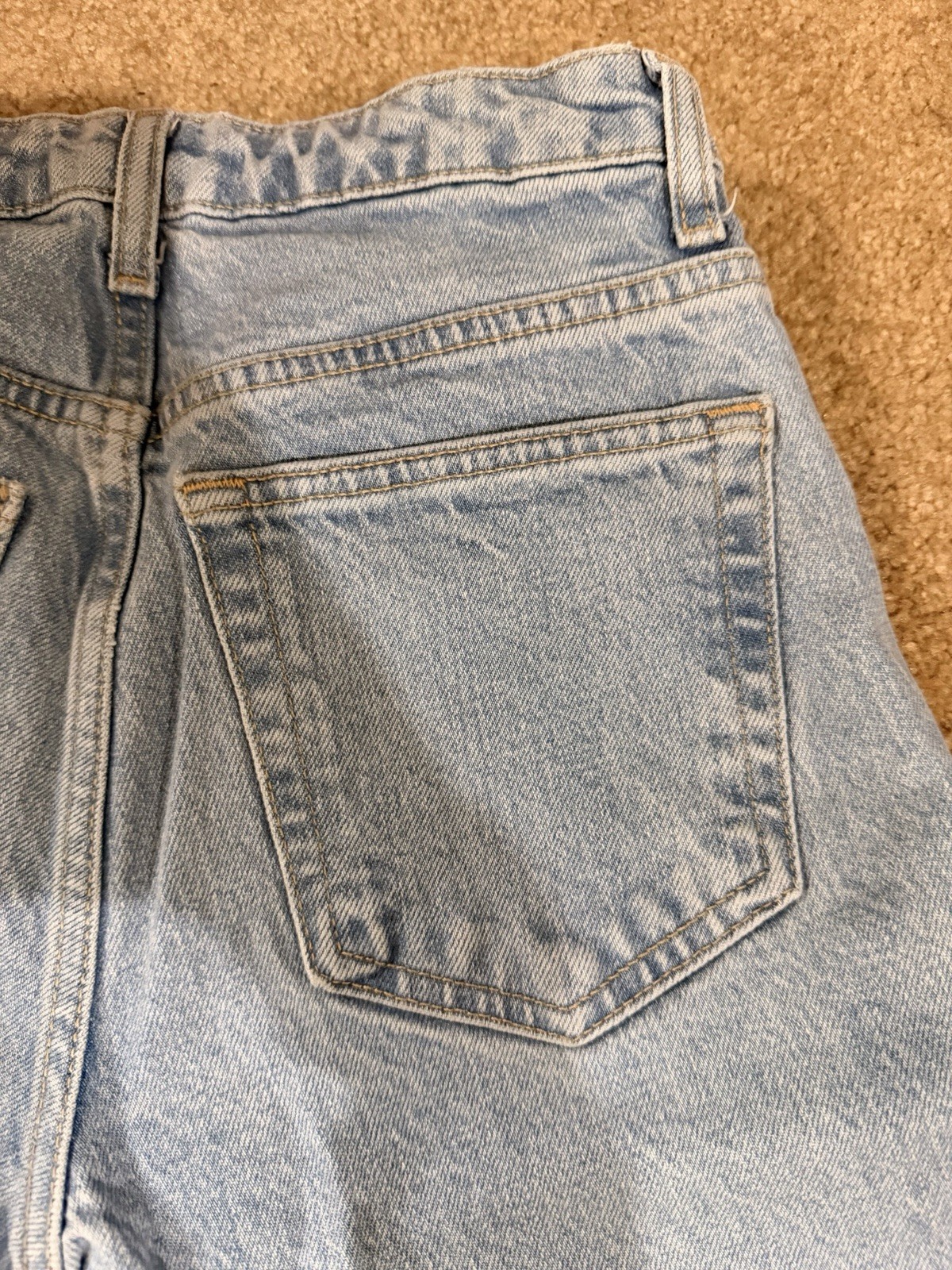 Women’s Top Shop Light Wash Denim Jeans W/ Raw Hem W24 L32 Excellent Denim