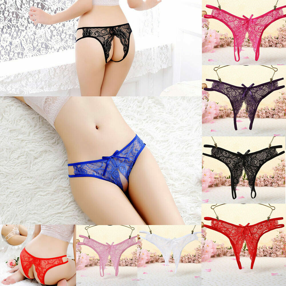 Women’s Lace Panties Crotchless Underwear Thongs Lingerie G-string Floral Briefs