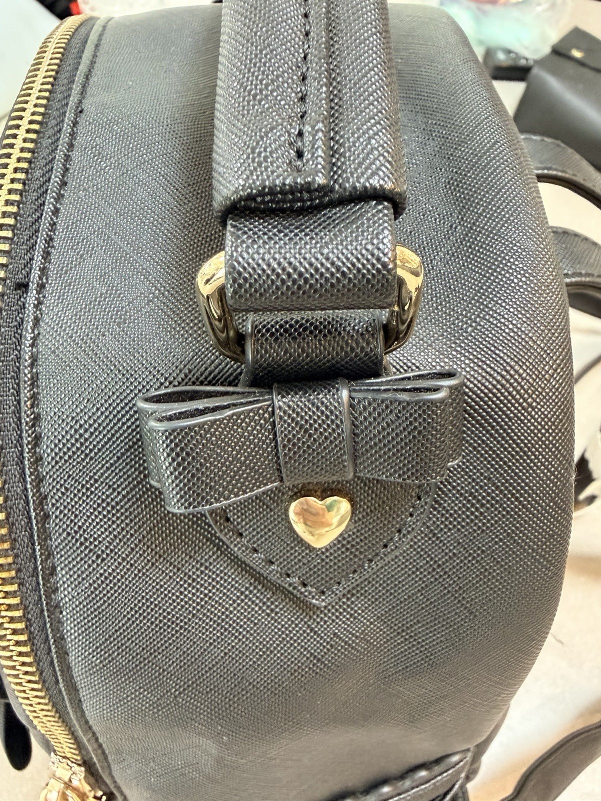 LIZ LISA Black Mini Backpack Ribbon Heart Charm Kawaii Japanese Fashion Bag