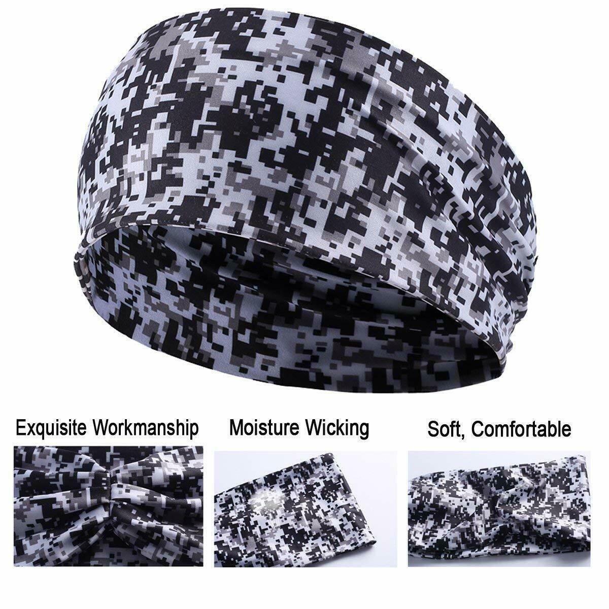 2PACK Stretch Wide Headband Sweatband Head Band Yoga Gym Head Wrap for Women Men