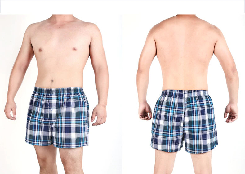 3 Pack Boxer Shorts Men Trunk Plaid Checker Trunk Shorts Underwear Lot Cotton