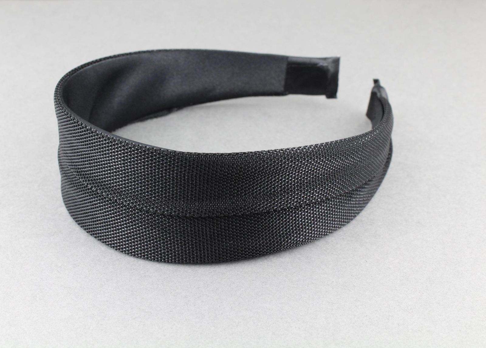 Black headband 1 5/8″ wide shiny satin fabric covered hair band no teeth
