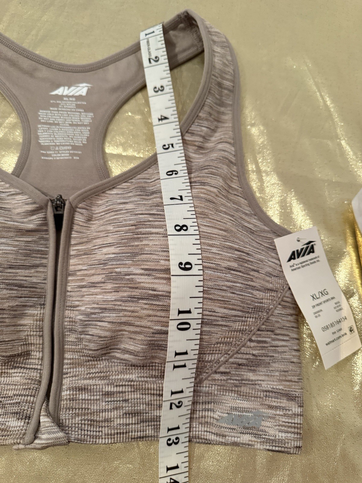 NWT Avia Zip Front Removable Pads Wire Free Sports Bra Medium Support Size XL