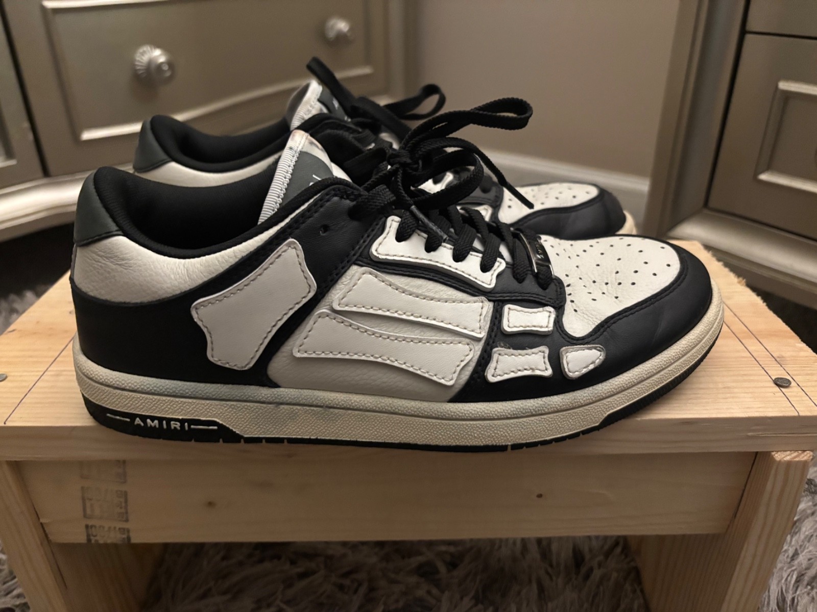 Men’s Amiri Skeleton Sneakers Black/White – Size 42/US 9