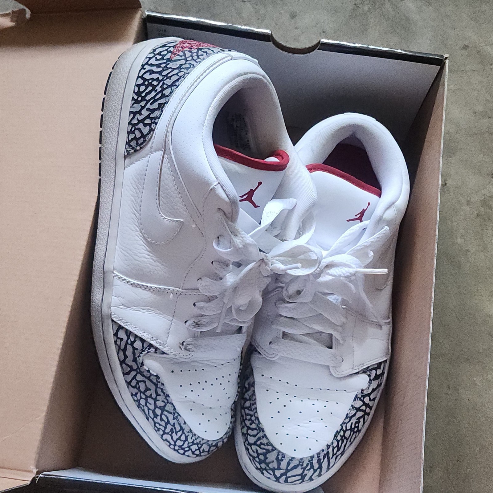 RARE 2008 Air Jordan 1 Phat Low ‘White Cement’ – Size 10.5 -( 350571 161 )