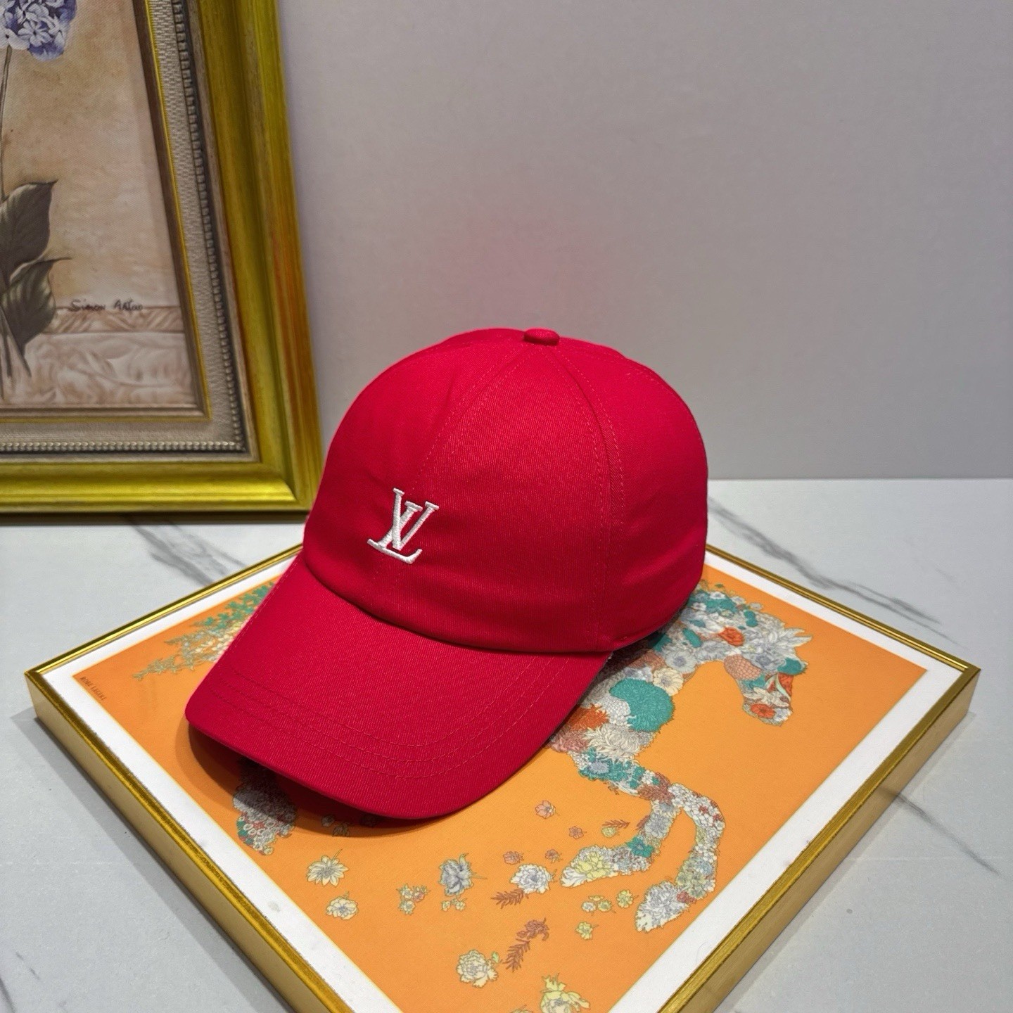 Louis Vuitton Red Solid Baseball Cap Hat One Size Unisex Adults New w/ Tags