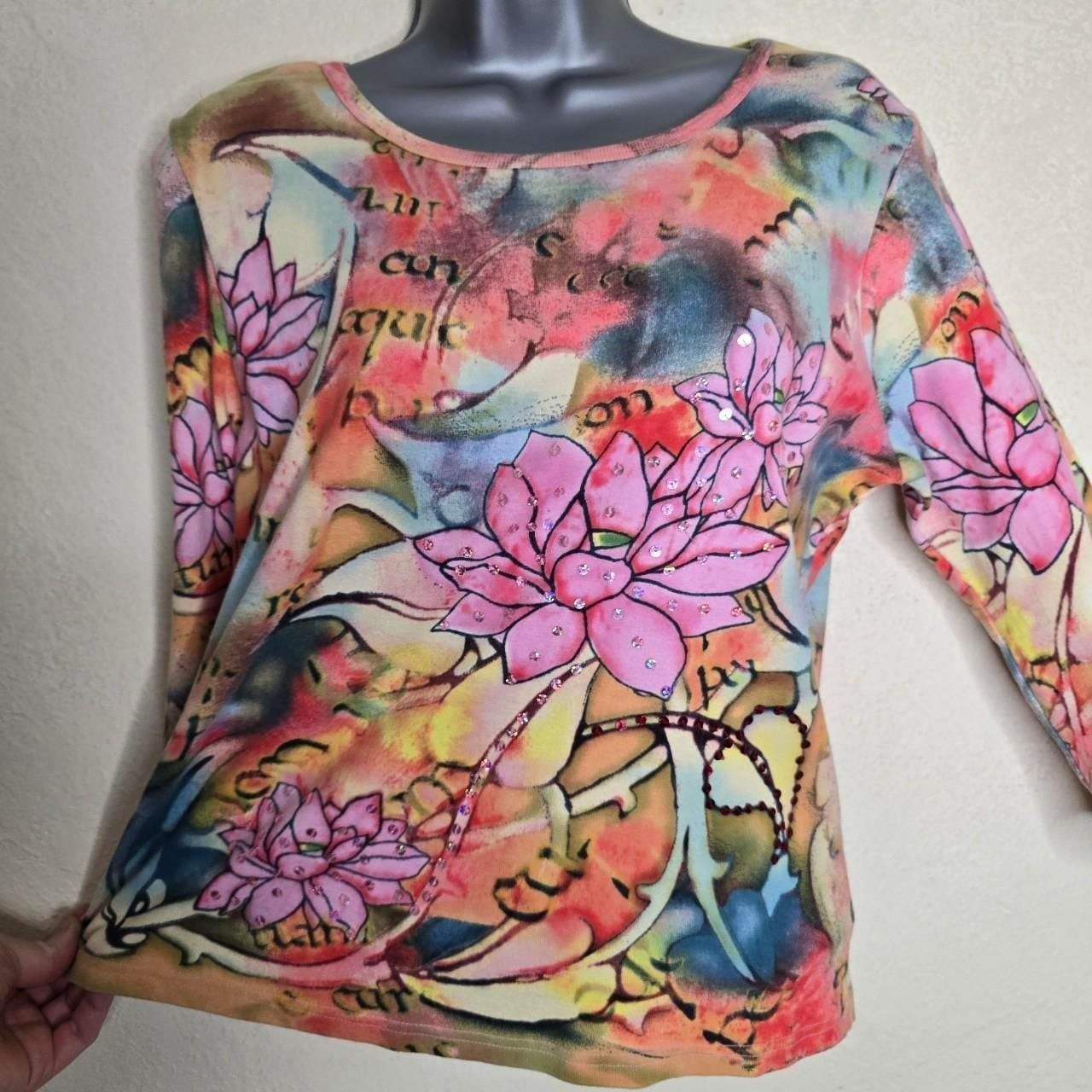 Take Two Clothing Co. Lotus Floral Sequin Graphic Top