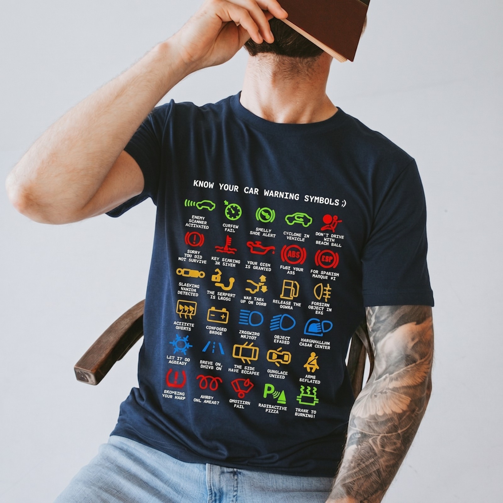 Funny Car Warning Signs Graphic Tee – Unisex Auto Mechanic T-Shirt