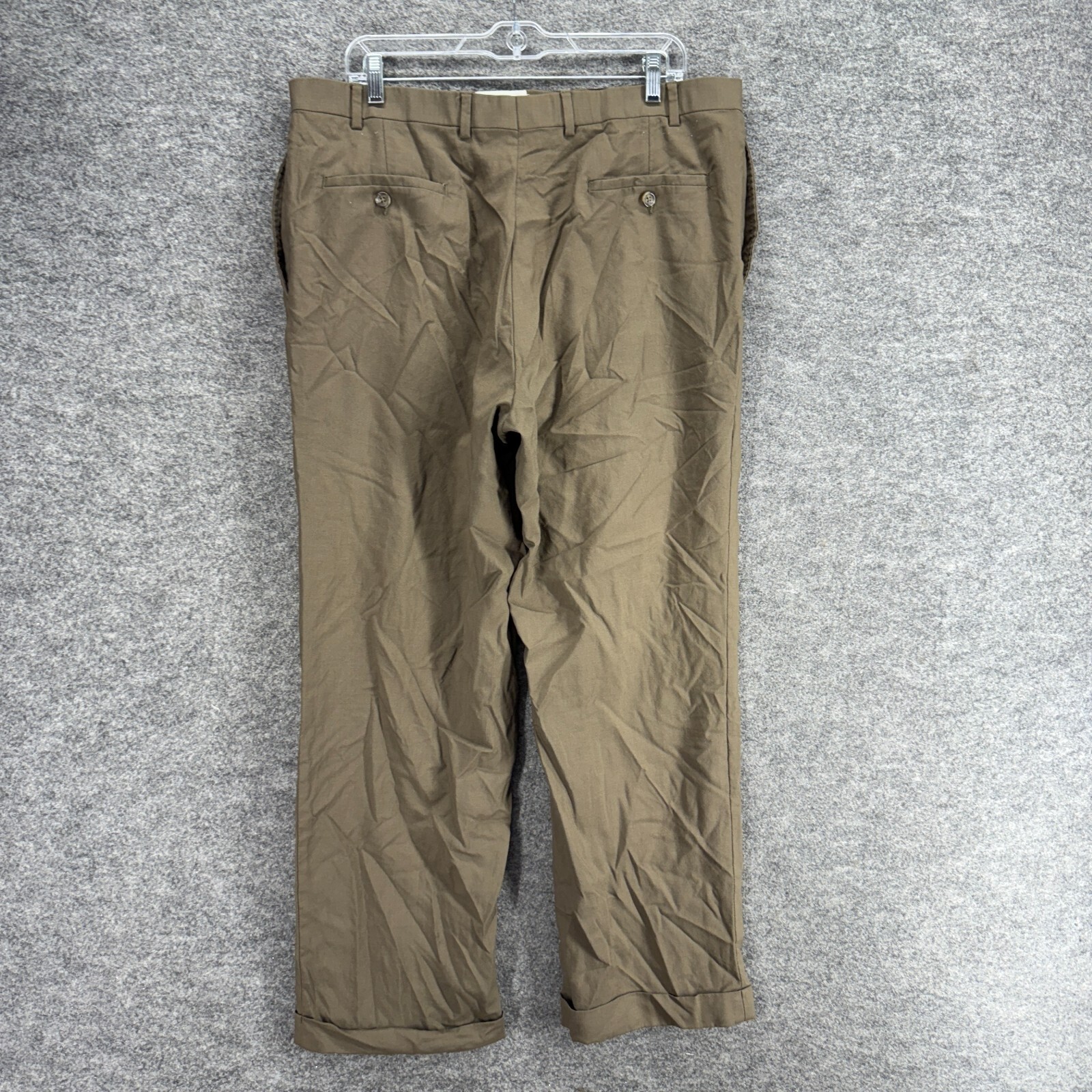 Ralph Lauren Dress Pants Men 38*30 Brown Mid Rise Flat Front Cuffed Wool Regular