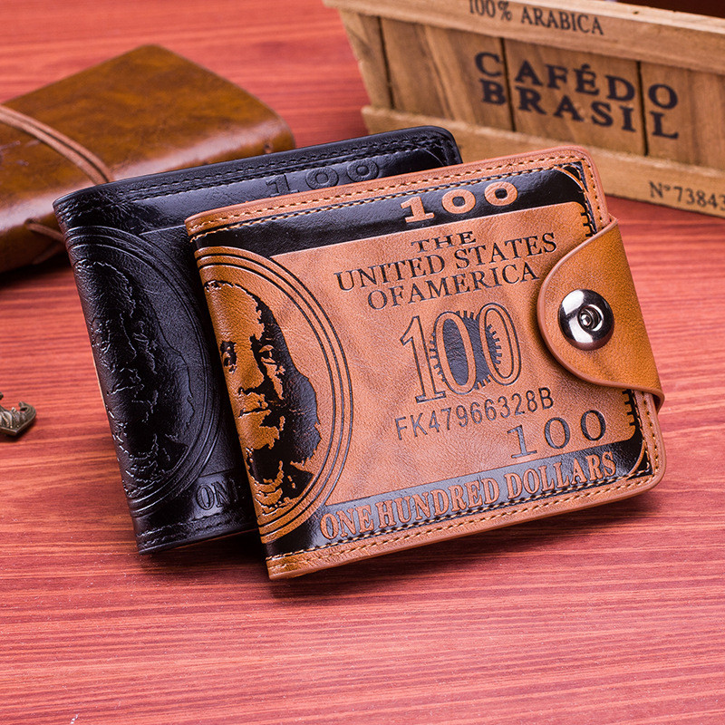 Men US $100 Dollar Bill Novelty Leather Bifold Wallet Card Holder Best Xmas Gift