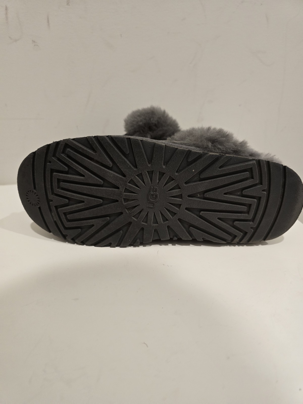 UGG Fuzz Yeah Women’s Gray Suede Shearling Lined Slide Slippers US 9