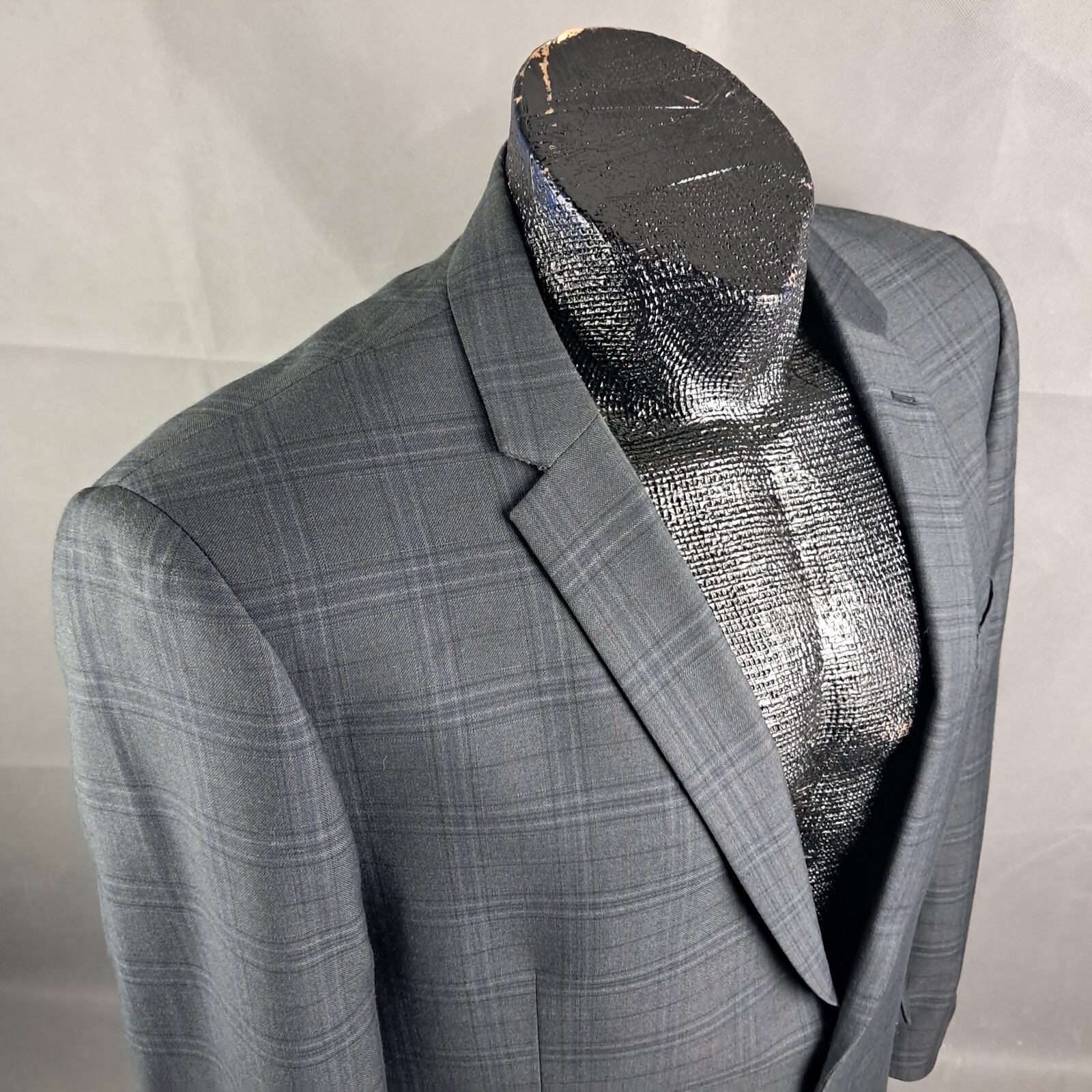 Egara Extreme Slim Fit Sportcoat 48R Mens Gray Windowpane Check 2-Button Jacket