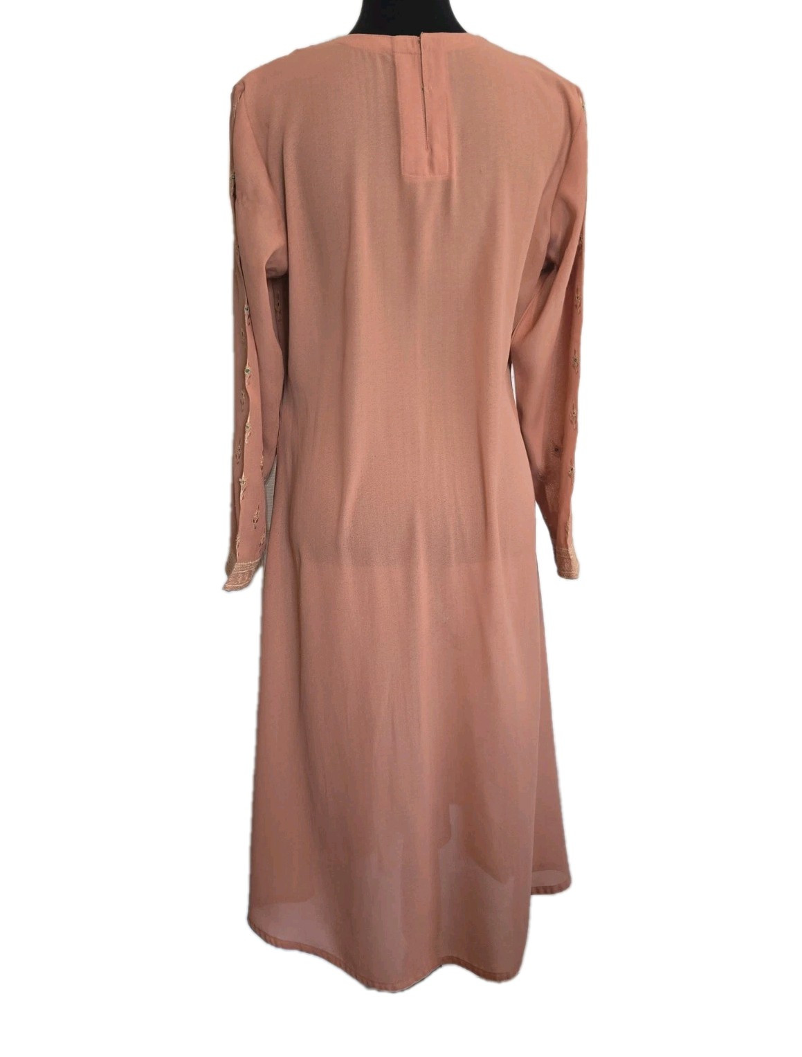 Peach Kurta Semi Sheer Size 38 Gota/Zari Embroidery • Emerald Detail • NWOT