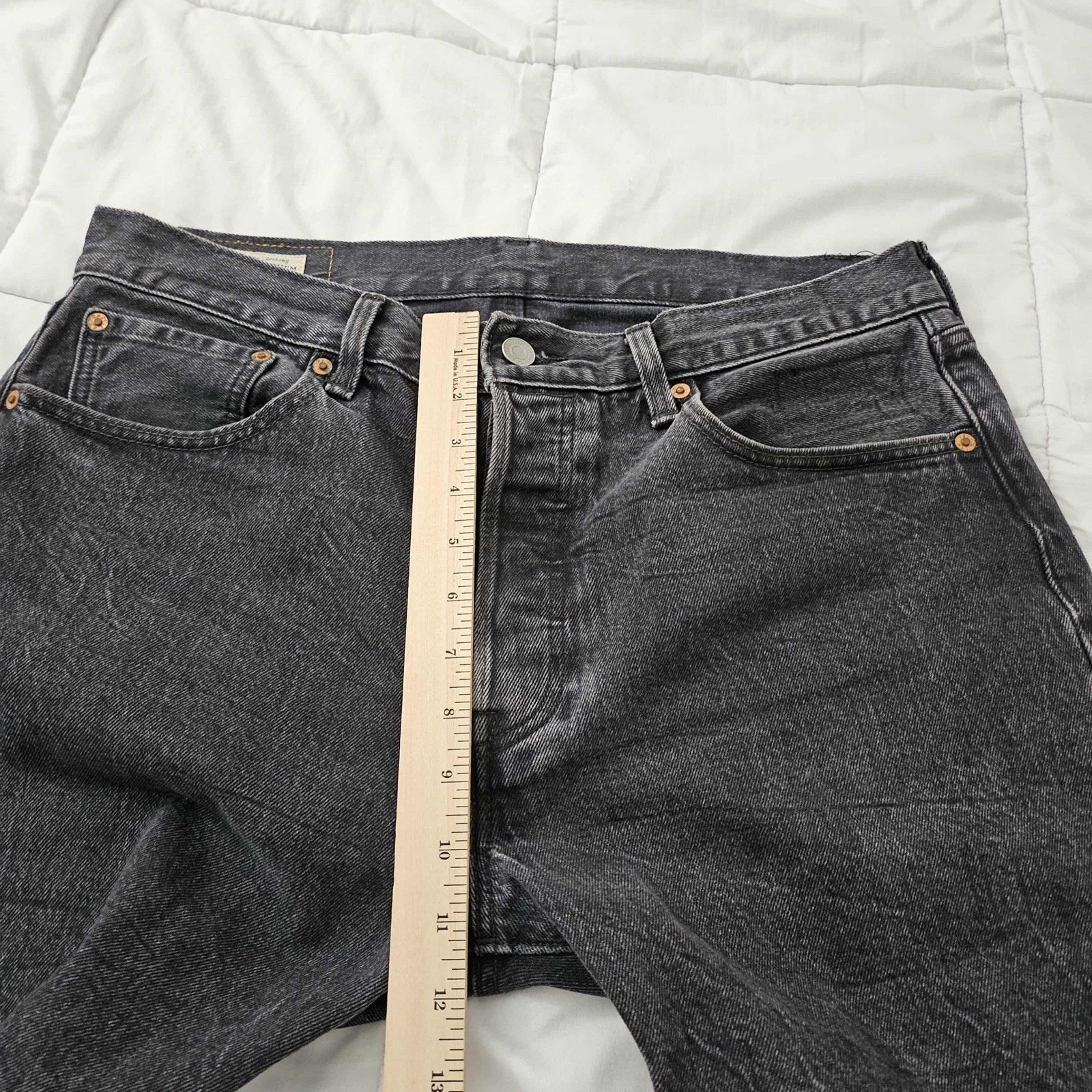 Levi’s Jeans 501 ST Mens 34 x 32 Black Denim Straight Leg Shrink to Fit Big E