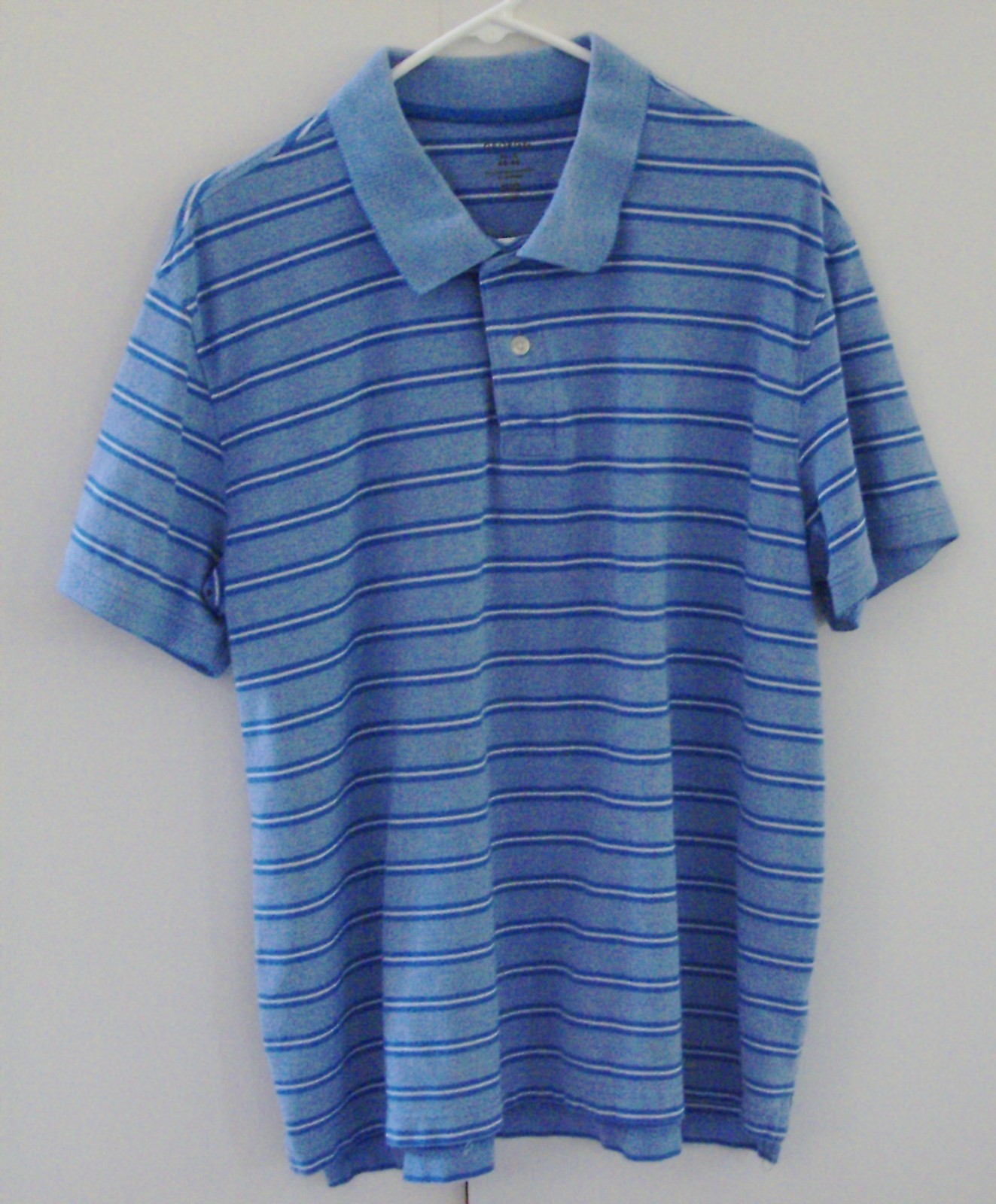 George Polo Shirt XL (46-48) Light Blue with Stripes 95% Cotton 5% Spandex