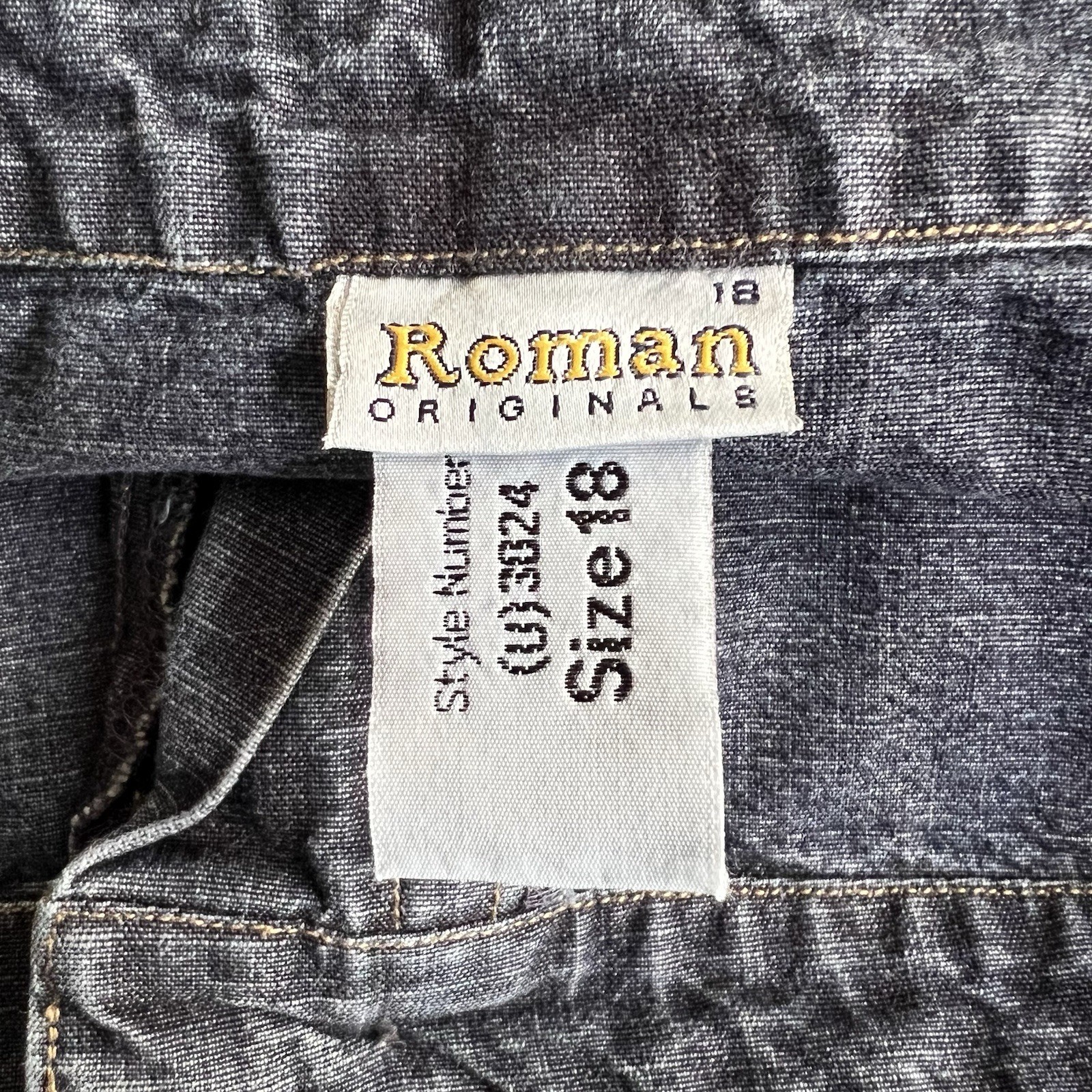 Roman Skirt Women’s UK 18 Blue Denim Straight Midi 100% Cotton Plus Size Y2K