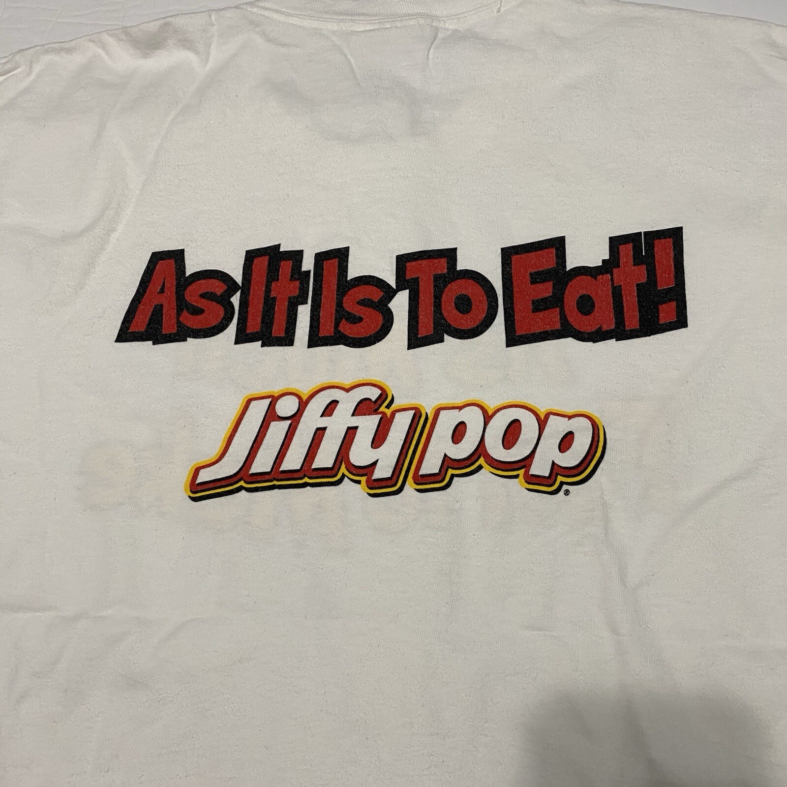 Jiffy Pop Shirt As Much Fun To Make Promo Size XL 2 Sided HAS HOLE & SHOWS AGING