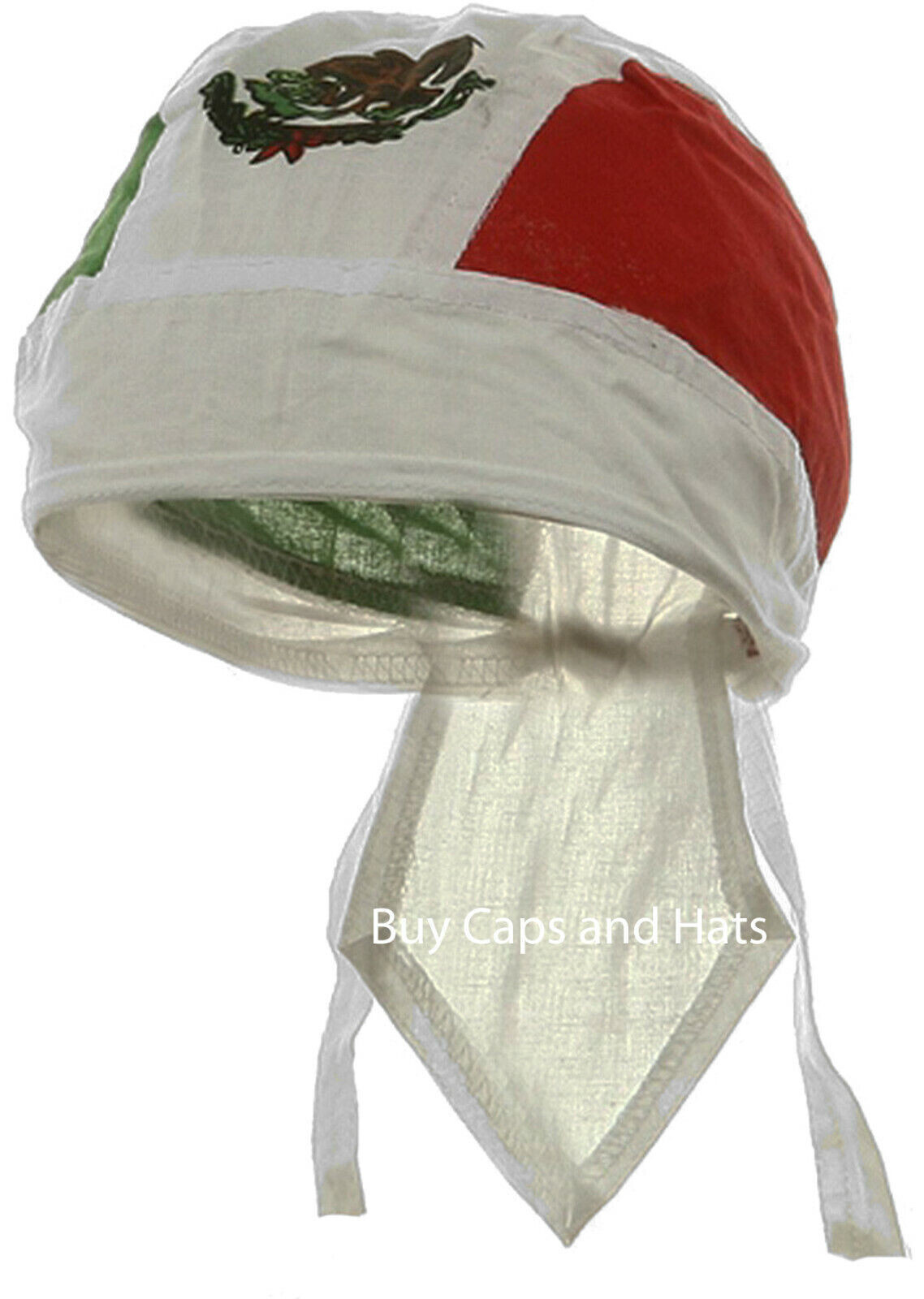 MEXICO Flag FITTED TIED BANDANA w/Ties DOO RAG MEXICAN Head Wrap Skull Cap DO Du