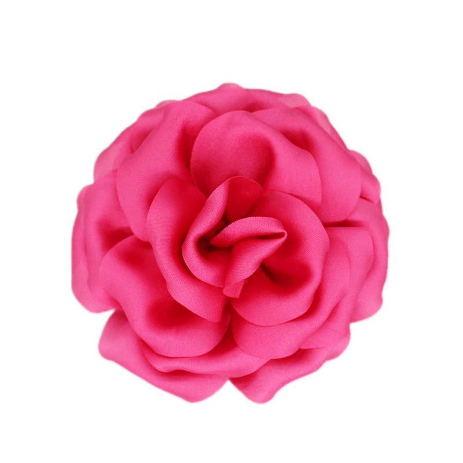 Satin Fabric Rose Flower Brooches Pins for Women Elegant 3D Large Camellia Fl…