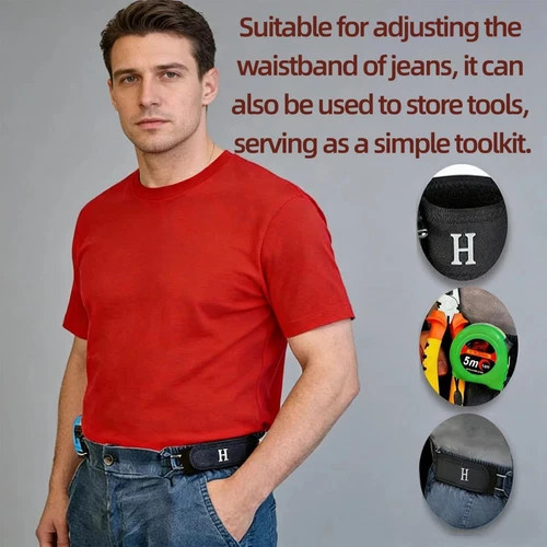 2PCS Tactical Metal Hook Elastic Belt Buckle-Less Invisible Waist Belt Closure