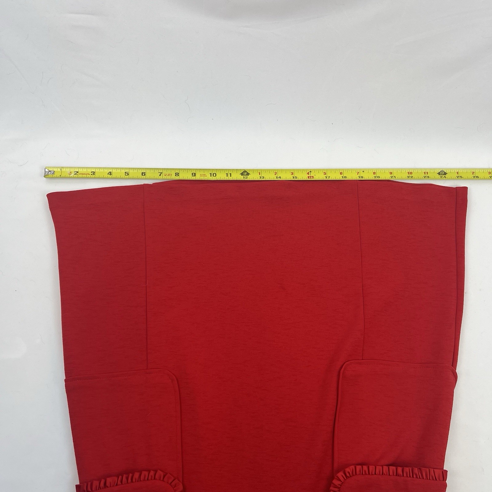 Nanette Lepore Red Dress Sleeveless Ruffle Peter Pan Collar Knit Size 8 POCKETS!