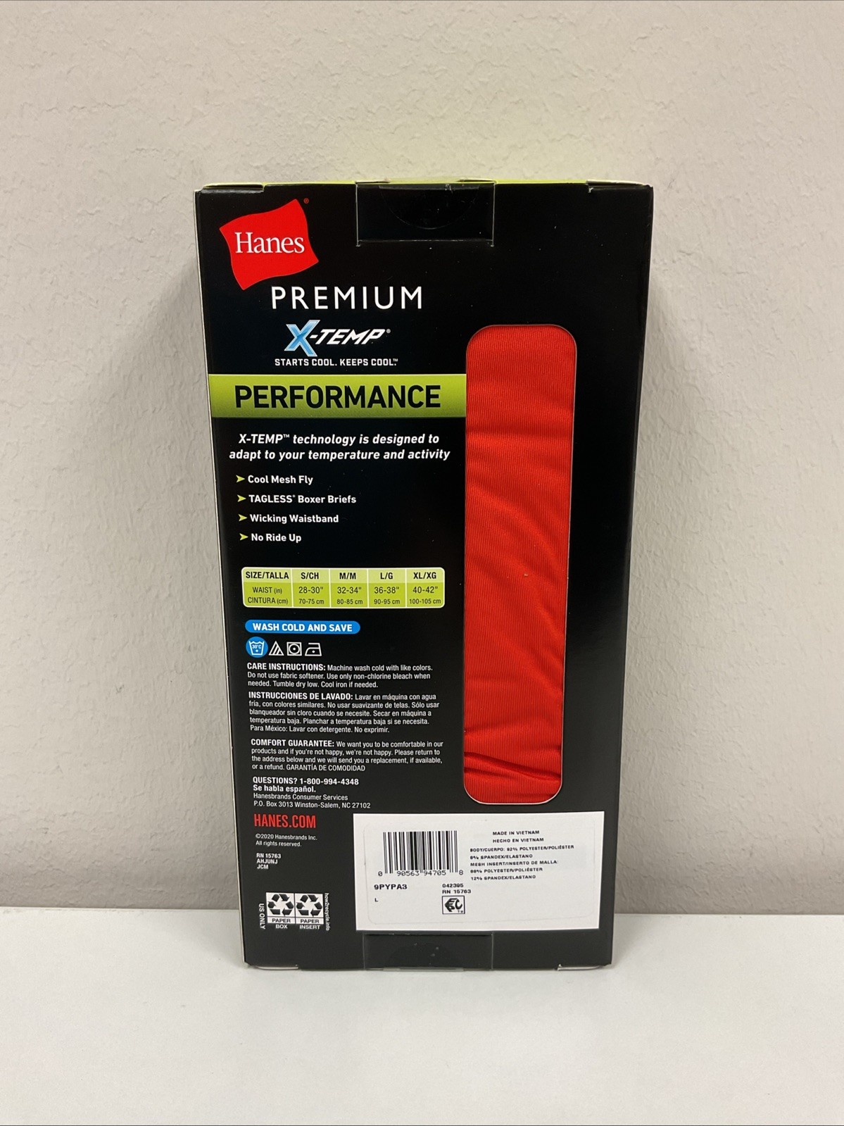 Hanes Premium X-Temp Boxer Briefs 3-Pack Size L (36-38) Blue Red Camo Cool Mesh