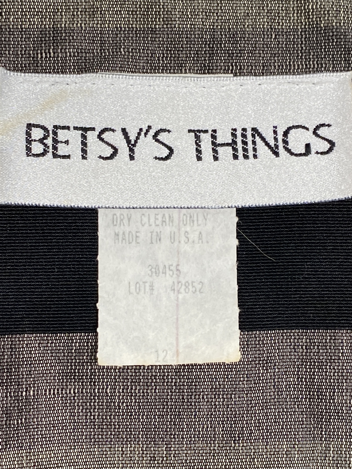 Betsys Things Top Womens 12 Black Gray Zip Fitted Career Striped Embellished