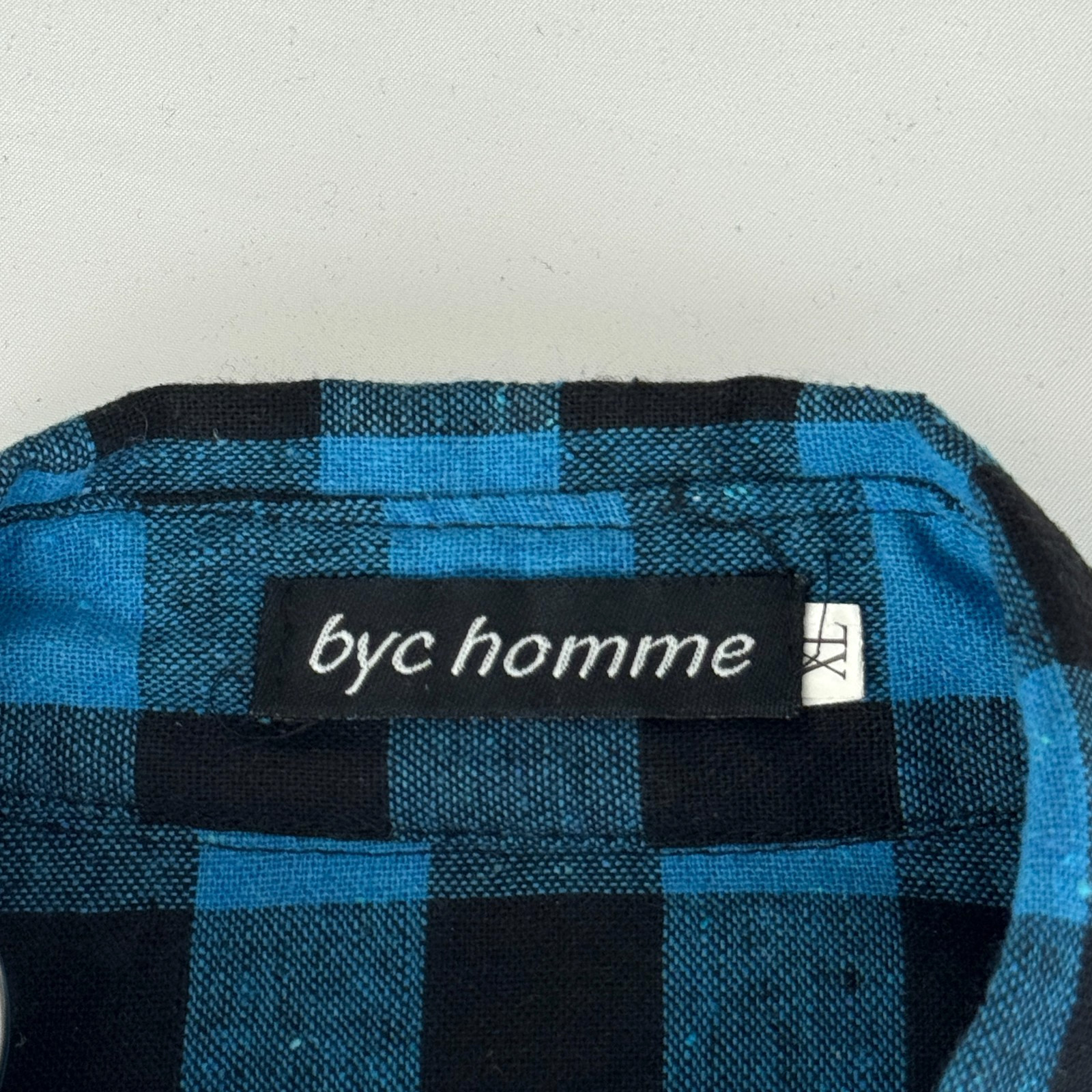 ByC Homme Men’s Blue Plaid Long Sleeve Relaxed Fit Button Up Shirt XL