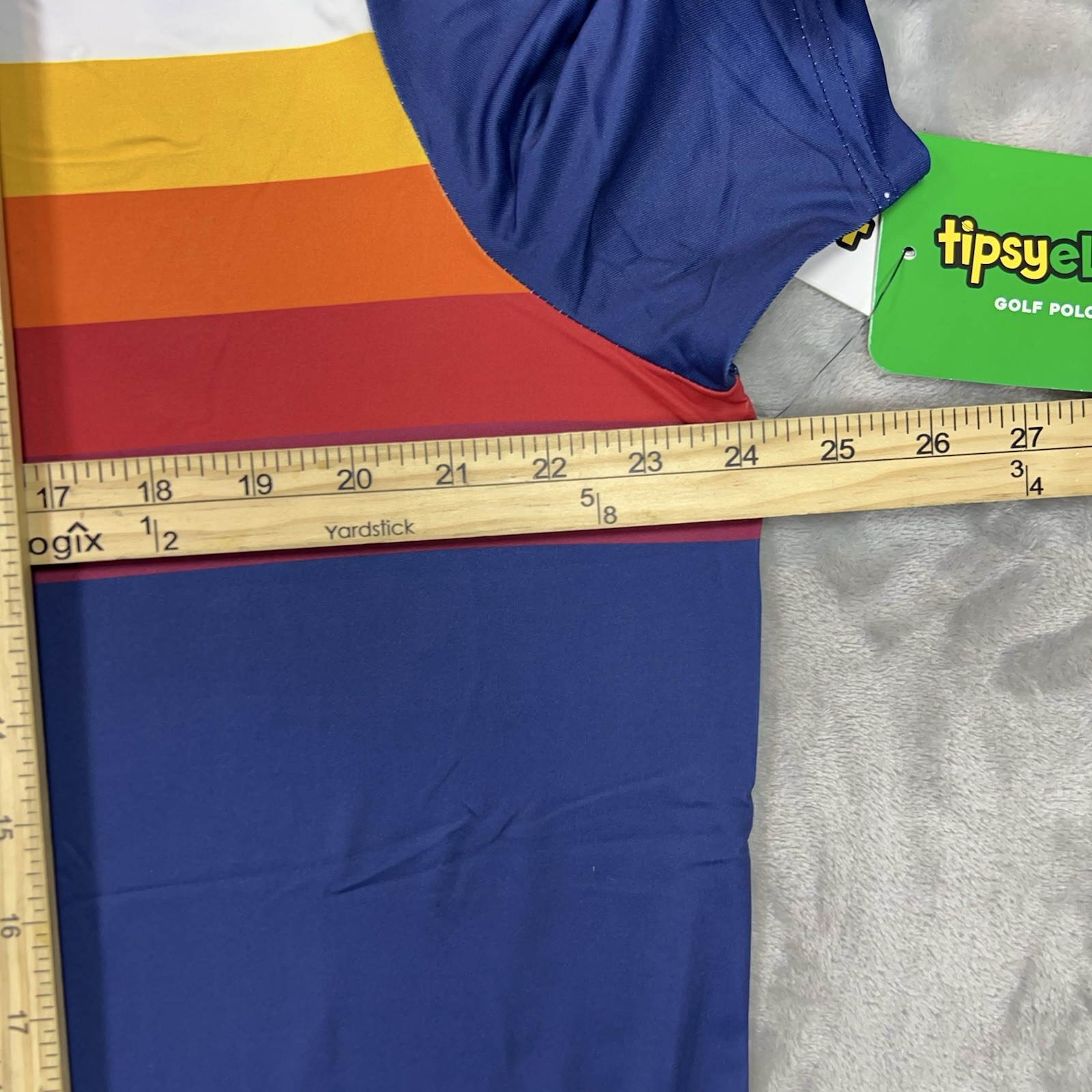 TIPSY ELVES Golf Polo Shirt Men XL Performance Slice Of Sunset Retro Stripes NWT