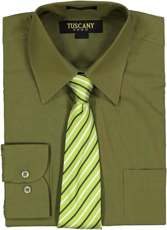 Men’s Dress Shirts With Matching (Random design) Tie Set Cotton Blend Shirt Set