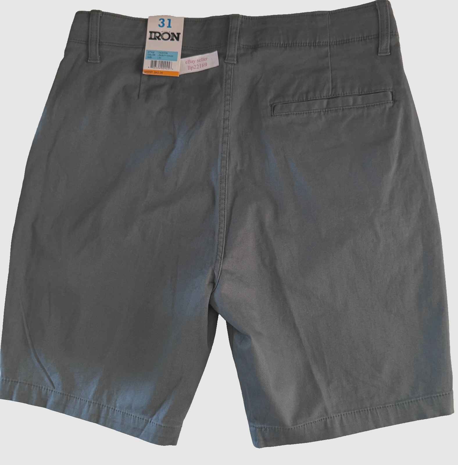 IRON CO Men’s Stretch Shorts (SIZE 31) Flex Waist Flat Front DUSTY SAGE New Tag!