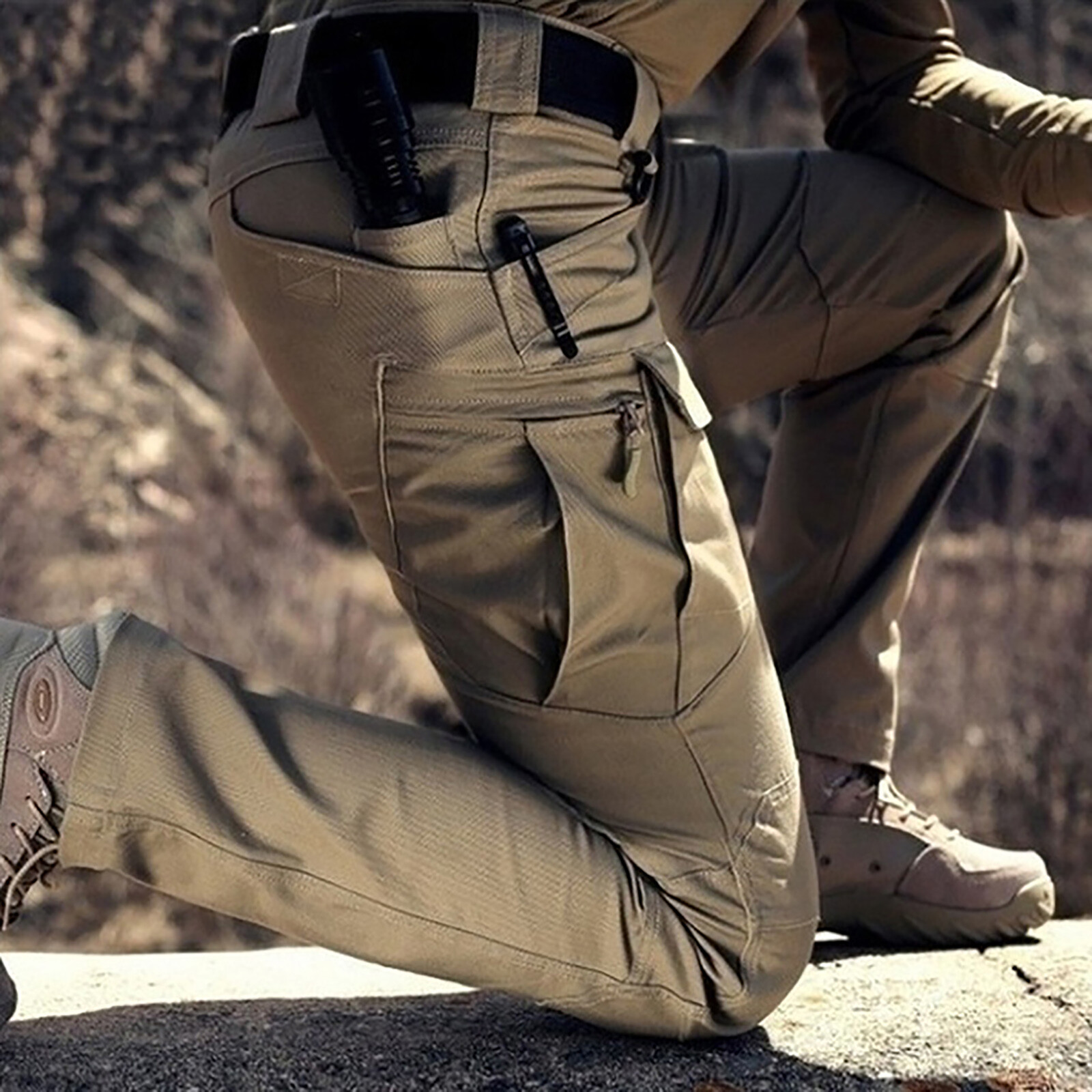 Mens Cargo Pants Tactical Waterproof Work Outdoor Hiking Combat Trousers US