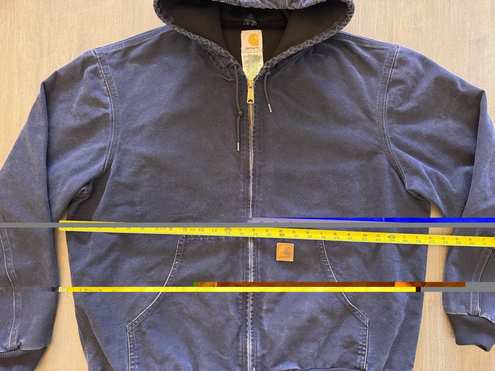 VTG Carhartt Jacket Mens XL Blue J25 Sandstone Gorpcore Workwear Hoodie Full Zip